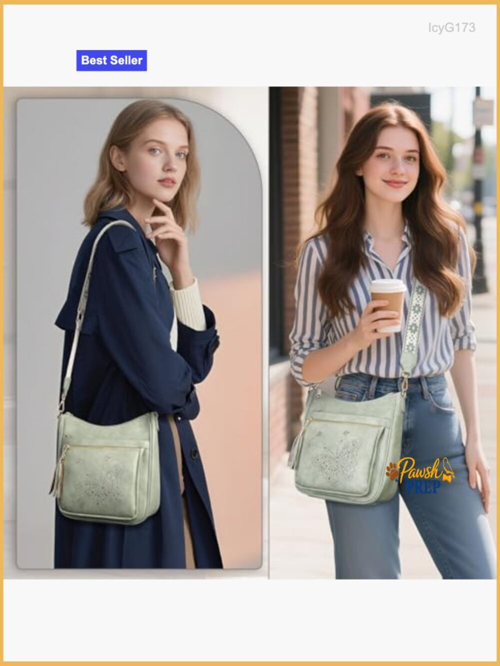 Medium Leather Crossbody Bag with Tassel, Adjustable Strap, Multi-Pocket - Picture 2 of 7
